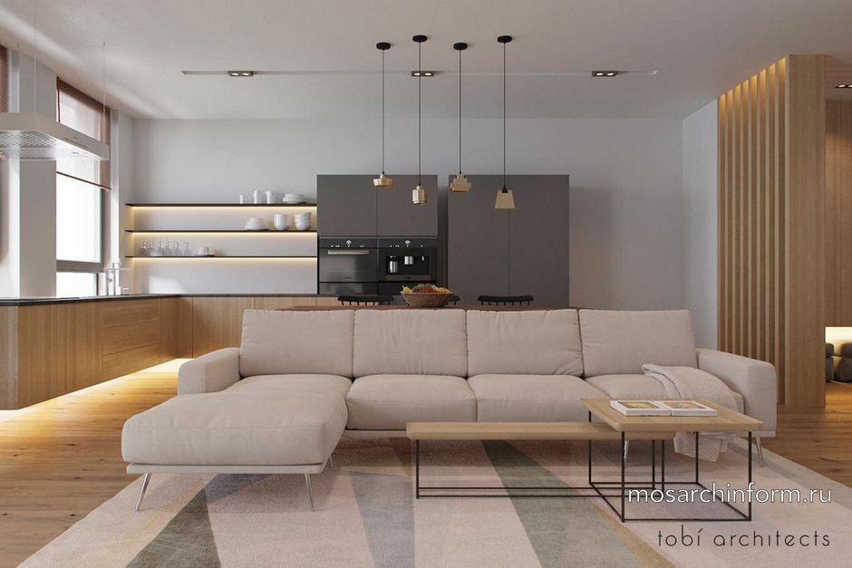 Лаконичный дизайн интерьера — «LOOKING AT DNIPRO», для апартаментов, с прекрасным видом на реку Днепр