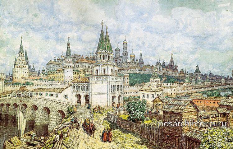 Расцвет Кремля. Всехсвятский мост и Кремль в конце XVII века.