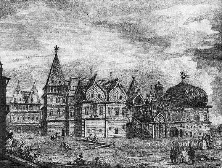 Деревянный дворец в Коломенском. Гравюра Гильфердинга, 1780 год - Архитектура России и Москвы 17 века