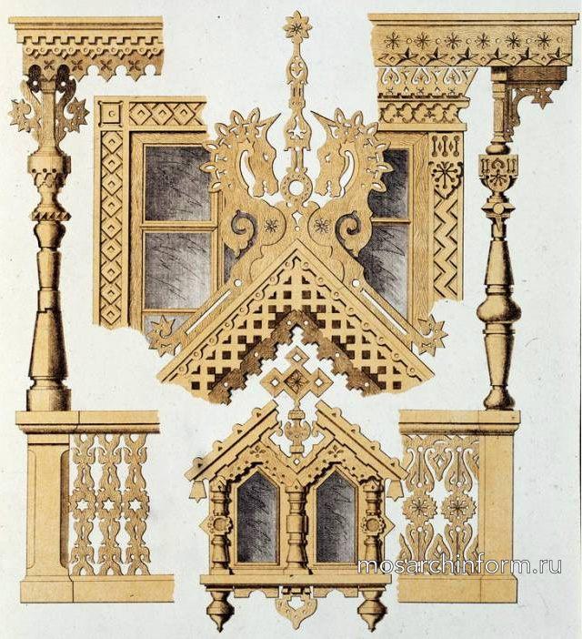 Конёк архитектура, балясина, перила - Дома в старорусском стиле, резные элементы, мебель, ч.2